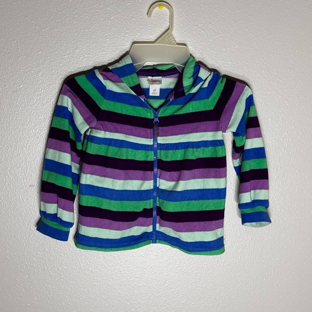 Toddler girl stripe circo Hoodie‎ Jacket Full Zip size 4T